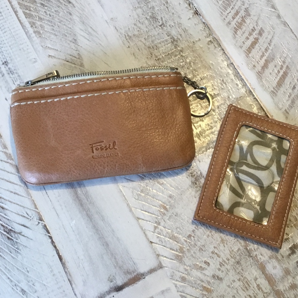 Fossil Tan Leather walletand ID Holder